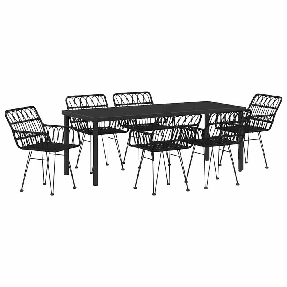 Ensemble de salle à manger pour jardin 7 pc noir
