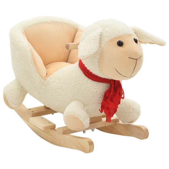 Mouton à bascule avec dossier peluche 60x32x50 cm blanc