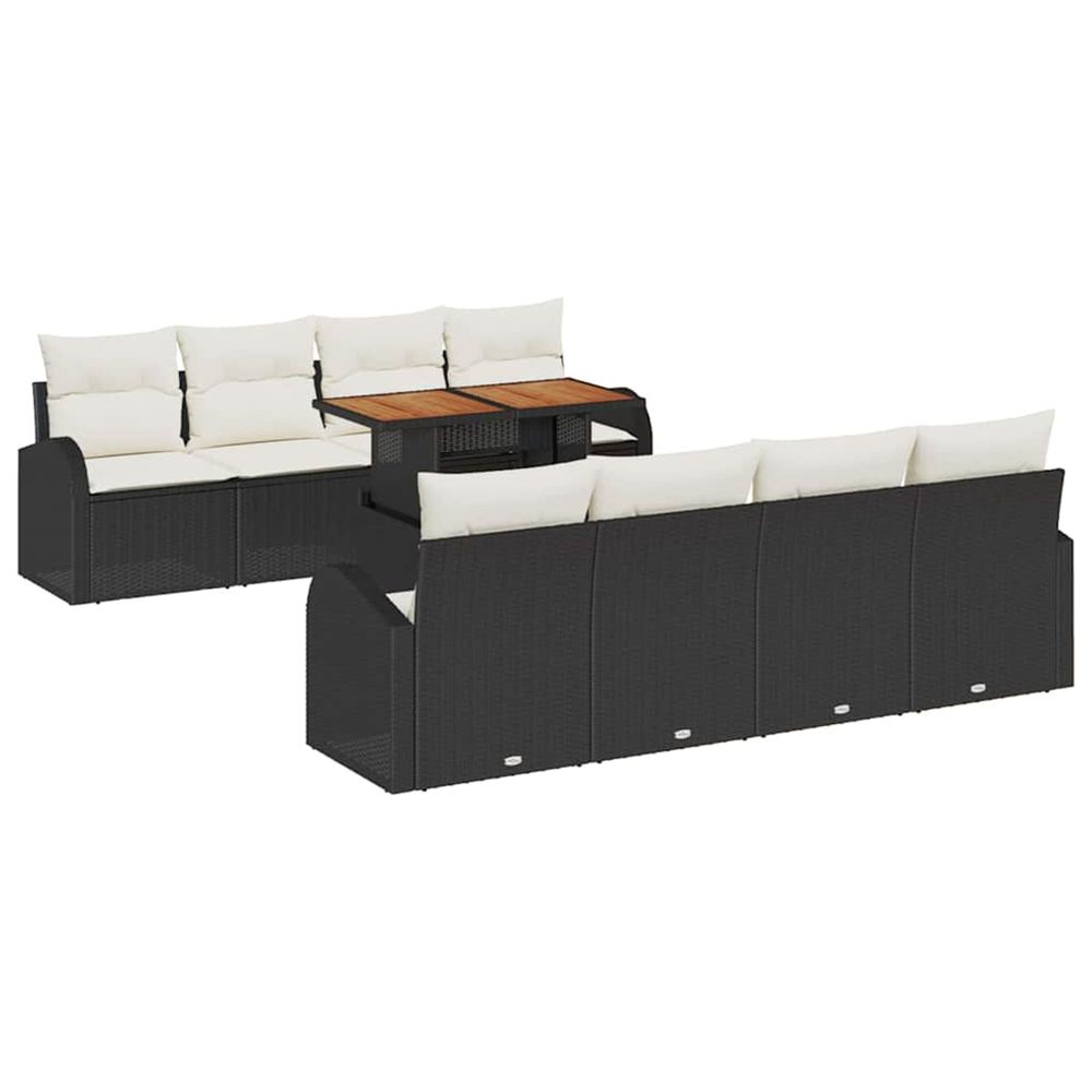 Ensemble de canapé de jardin 9 pc noir poly rotin