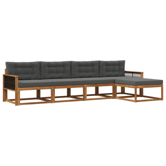 Ensemble de canapés d'extérieur 5 pcs naturel et anthracite