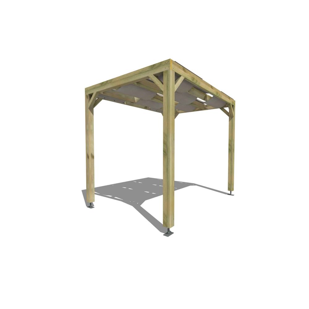 Pergola bois • 3m x 2m • indépendante • sens largeur • voilage semi-transparent inclus • livraison comprise