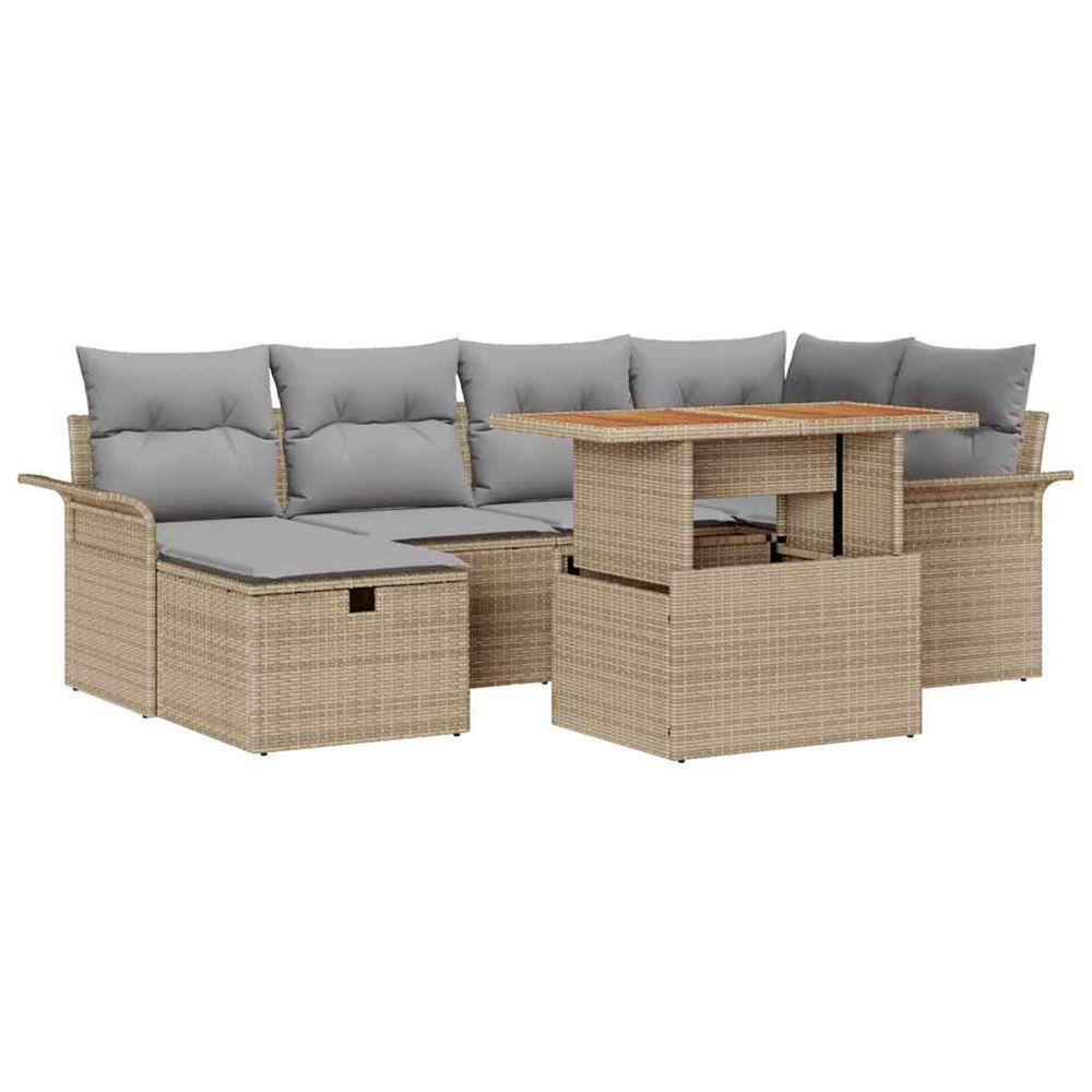 Ensemble de canapé de jardin 7 pc beige polyrotin