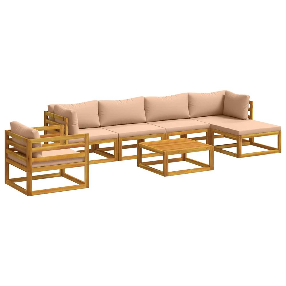 Ensemble de canapés 7 pc naturel bois d'acacia massif