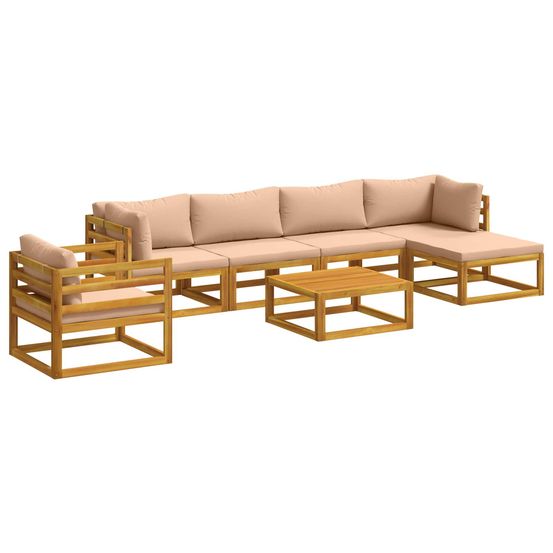 Ensemble de canapés 7 pc naturel bois d'acacia massif