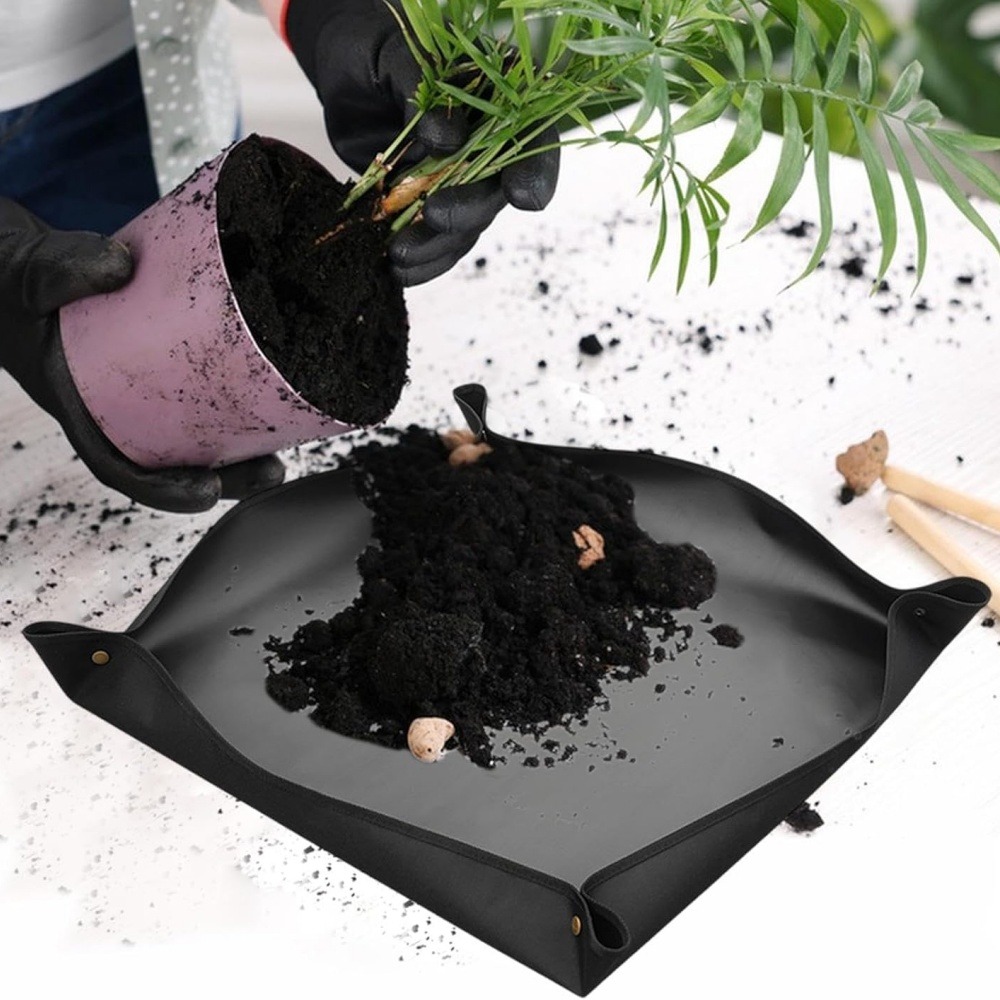 Tapis de rempotage pour le jardinage noir, 75cmx75cm dtopbuyage