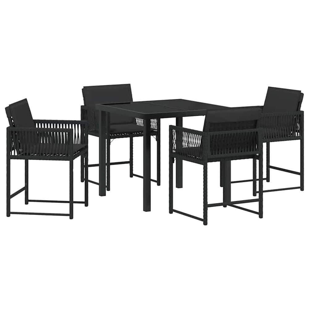 Ensemble de salle à manger pour jardin 5 pcs noir polyrotin