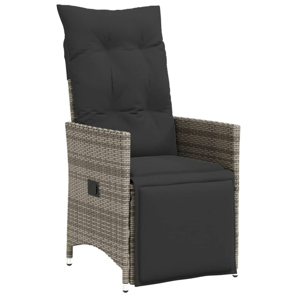 Chaise inclinable de jardin avec coussins gris résine tressée