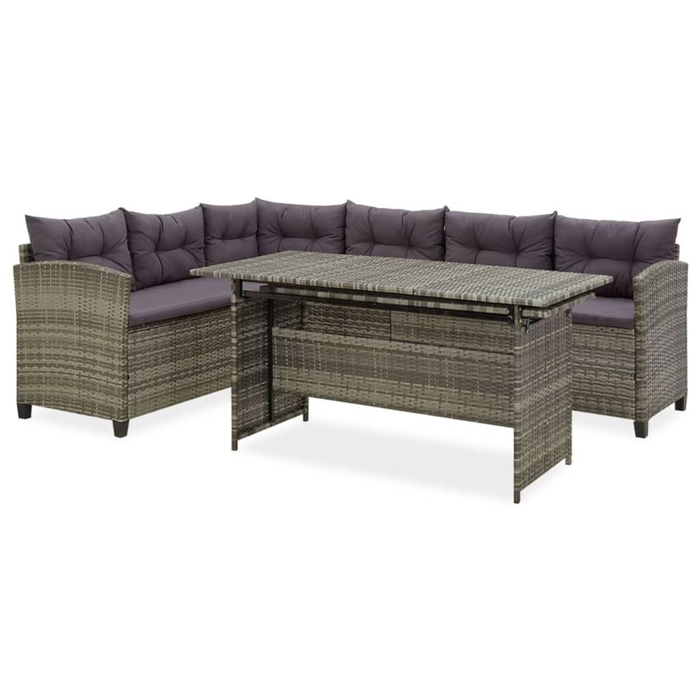 Salon de jardin 2 pcs avec coussins résine tressée gris