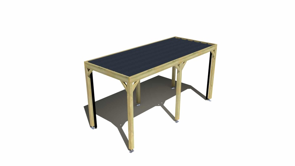 Carport bois • 5m x 2m • indépendante • sens profondeur • livraison comprise