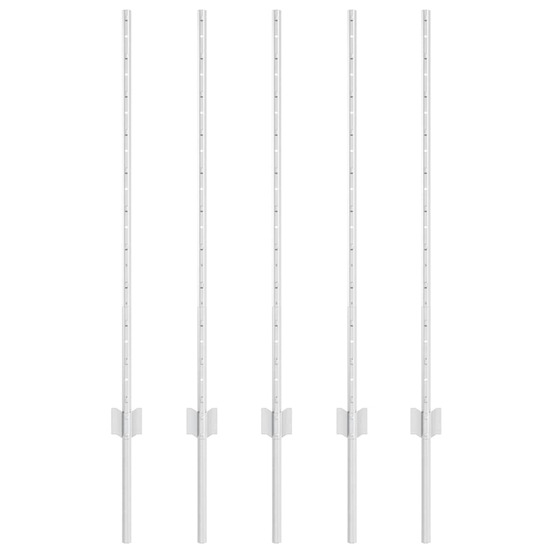 Poteau de clôture. 5 pcs argenté 100 cm acier