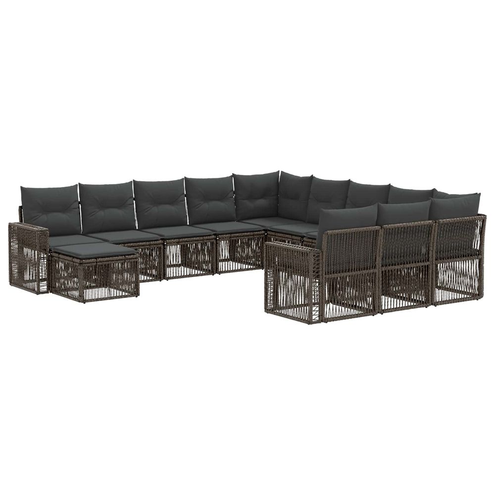 Ensemble de canapé de jardin 12 pc gris et gris foncé polyrotin