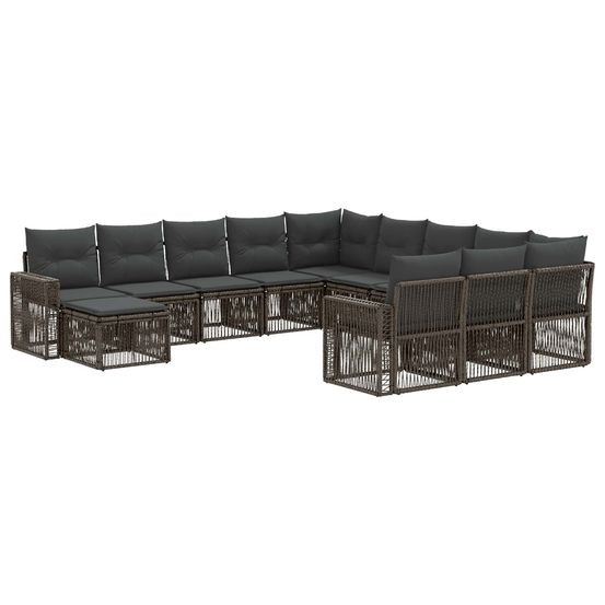 Ensemble de canapé de jardin 12 pc gris et gris foncé polyrotin