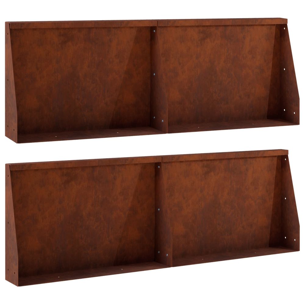 Mur de soutènement 4 pc 60 x 12 x 30 cm acier patiné rouillé