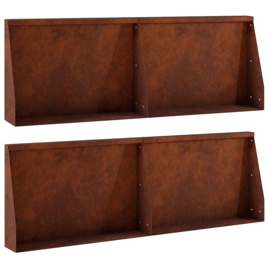 Mur de soutènement 4 pc 60 x 12 x 30 cm acier patiné rouillé