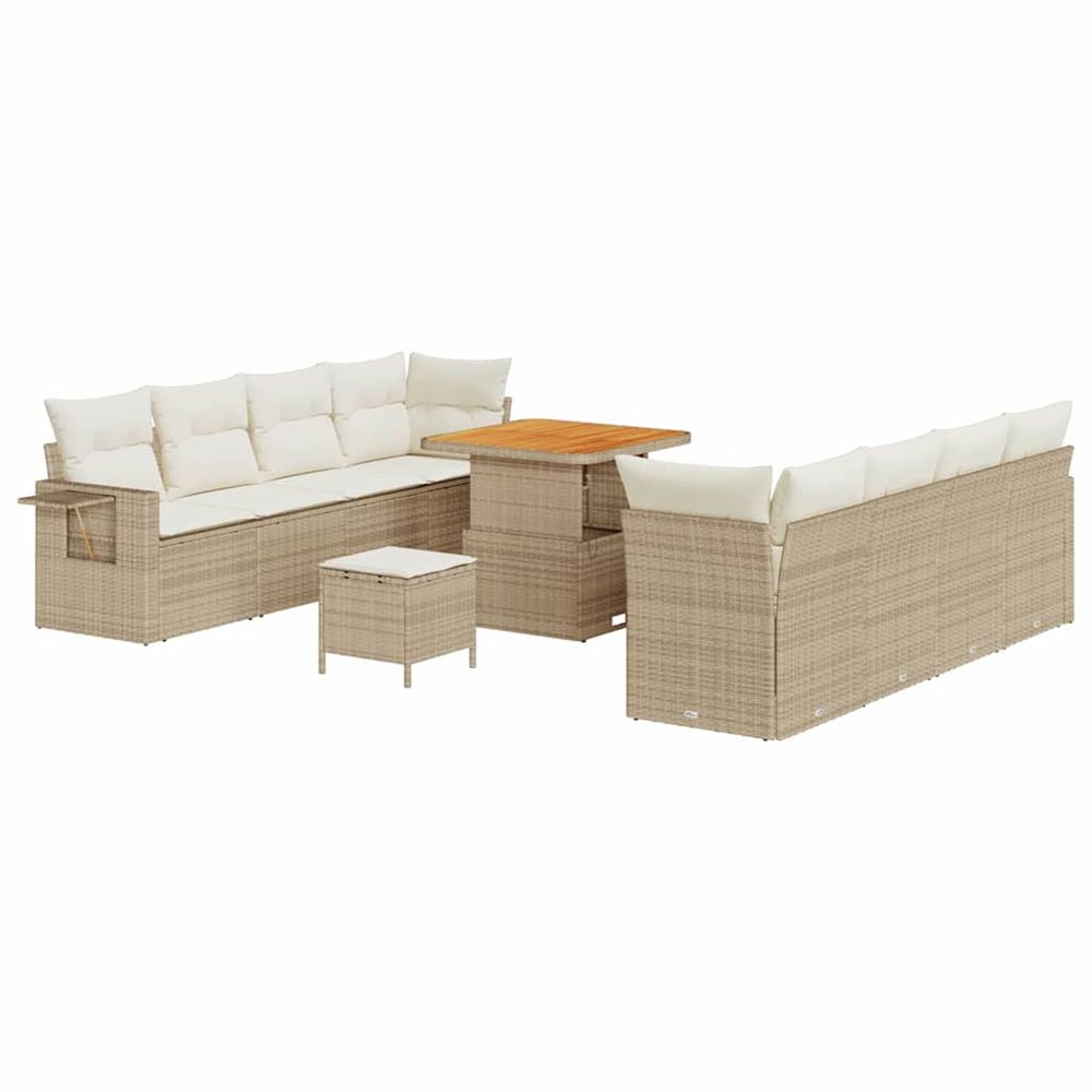 Ensemble de canapé de jardin beige et crème polyrotin