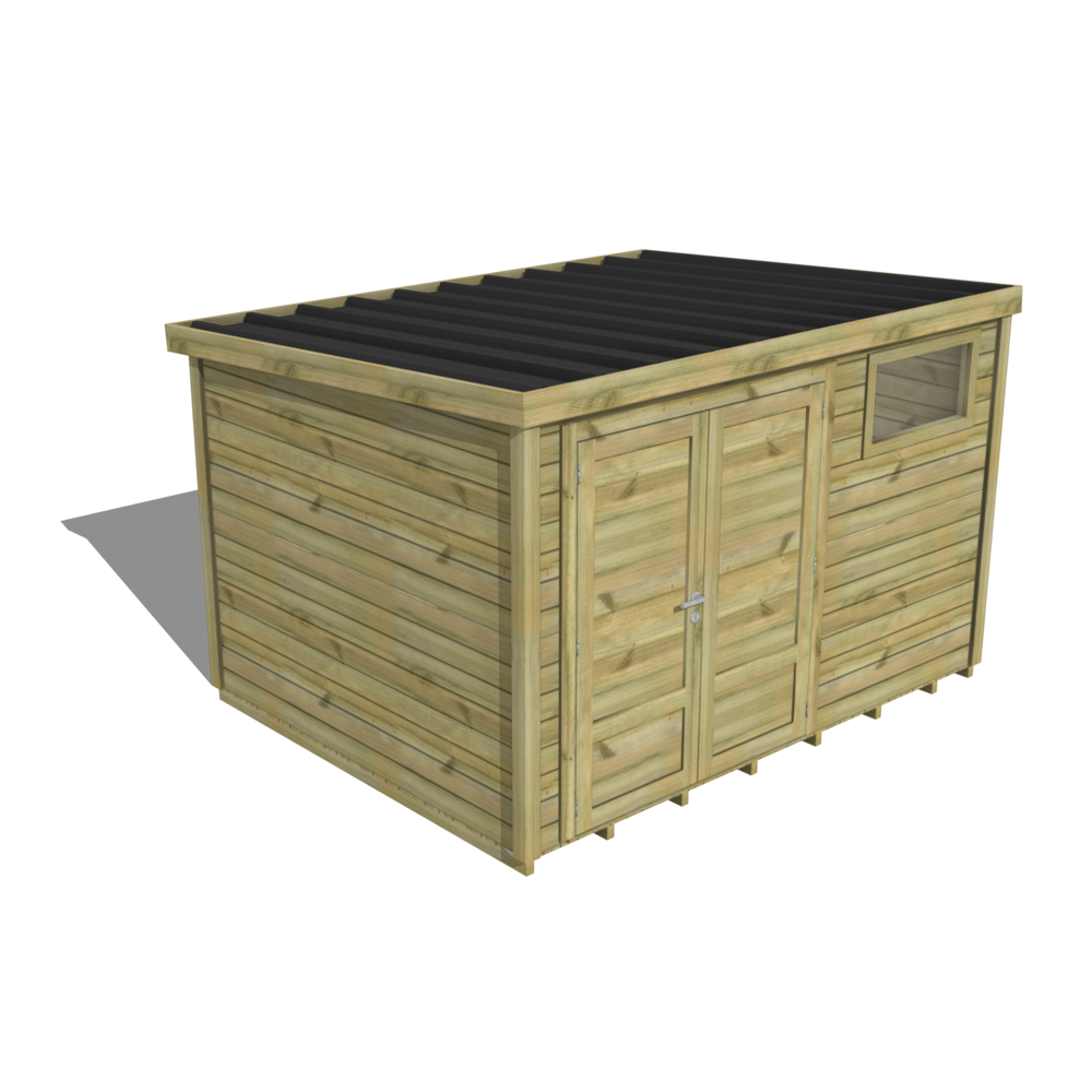 Abri de jardin bois pin traité autoclave 27mm - essentiel - 3,44x2,64m / 9m2 - bac acier - plancher bois