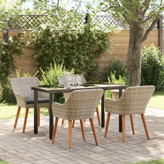 Ensemble de salle à manger pour jardin 5 pcs gris clair