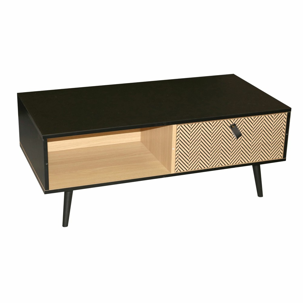 Table basse contemporaine effet bois chelsea - l. 100 x h. 40 cm - noir