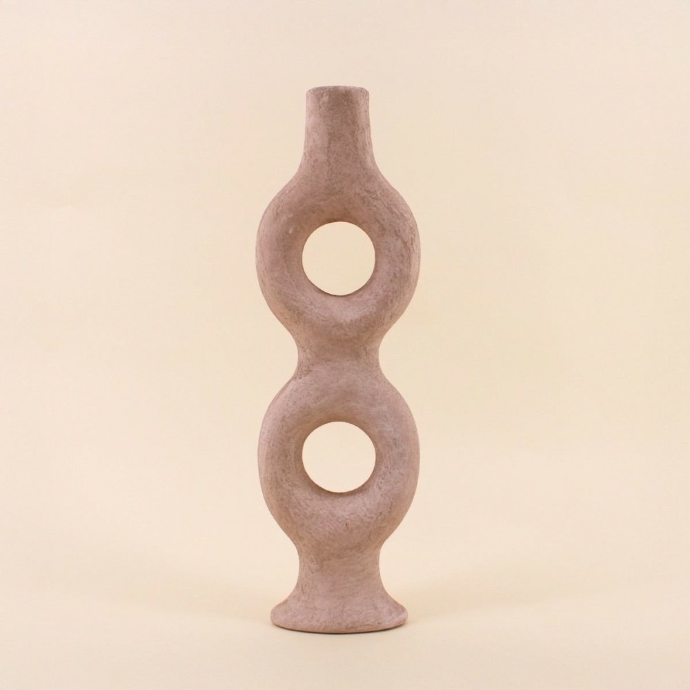 Bougeoir donuts en grès sable 45cm