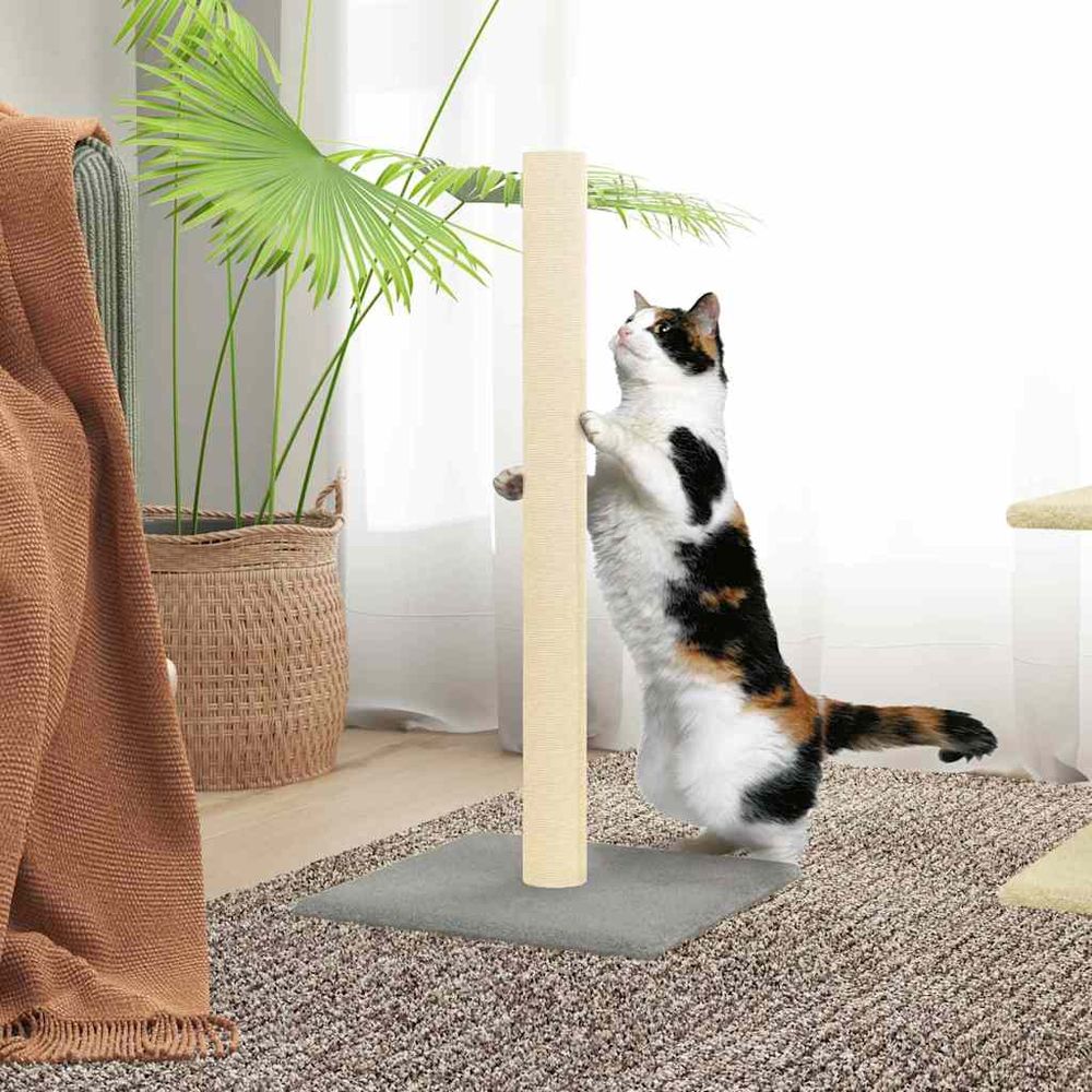Poteau griffoir pour chat en sisal naturel et peluche douce 70 cm gris clair