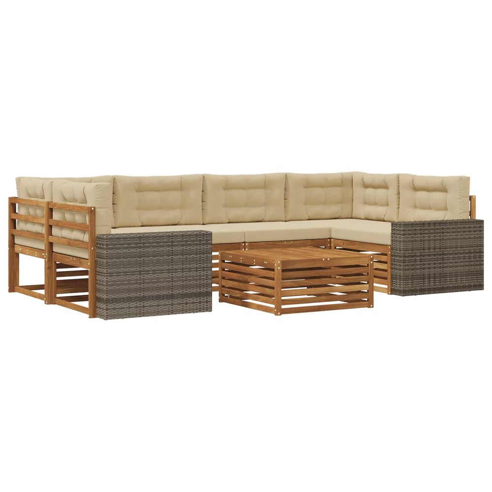 Ensemble de canapés d'extérieur 7 pc naturel et beige polyester