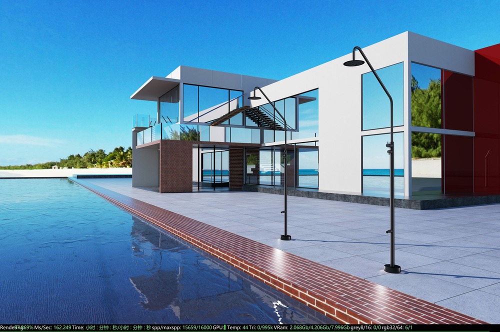 Douche de piscine en acier 316 noir design moderne et robinet monoforo