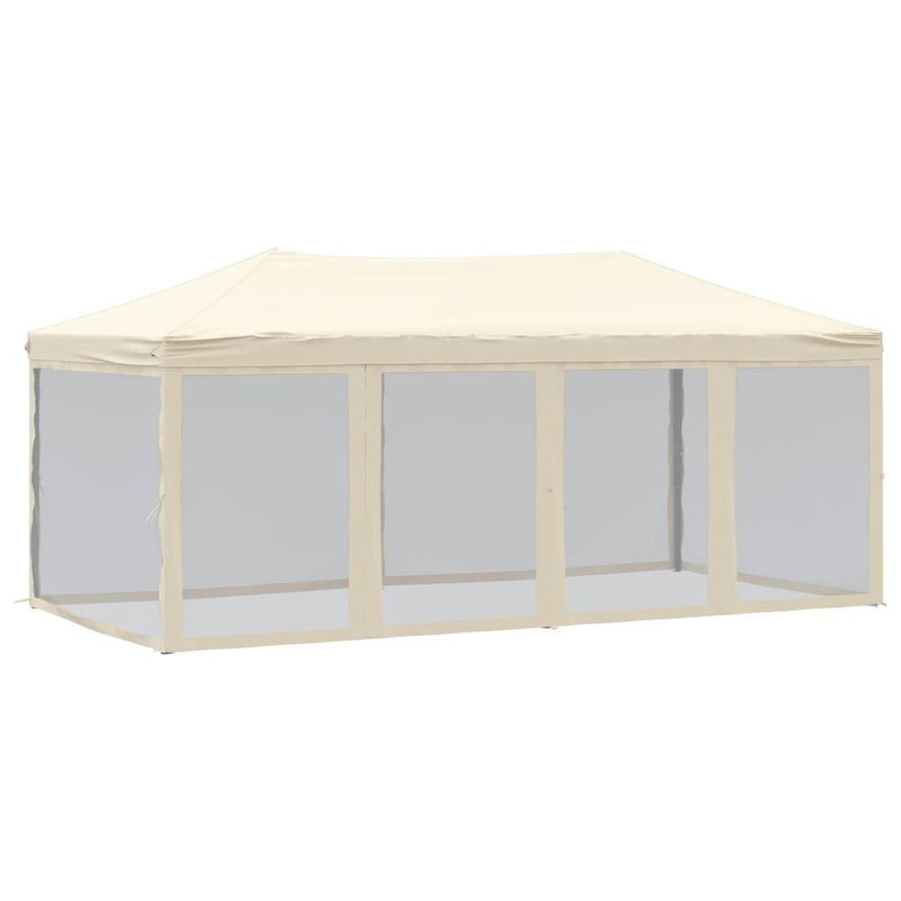 Tente de réception pliable avec parois crème 3x6 m