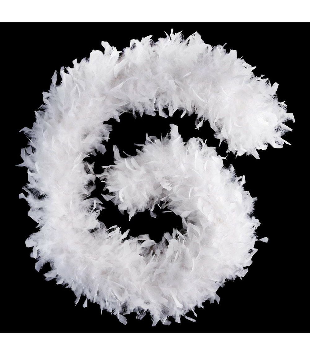 Guirlande de noël large 5 cm boa plumes blanche longueur 1.8 mètres