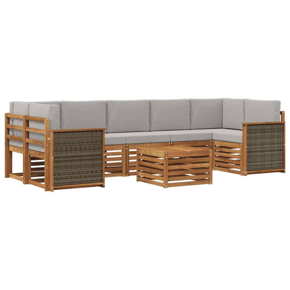 Ensemble de canapés d'extérieur 8 pc naturel et gris clair