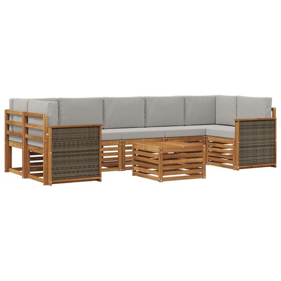 Ensemble de canapés d'extérieur 8 pc naturel et gris clair