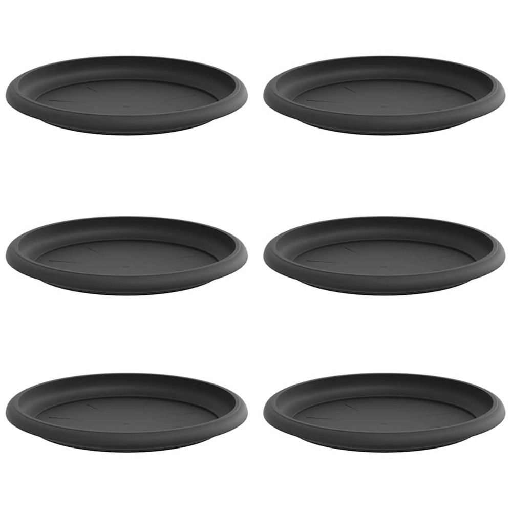 Plateau à fleurs rond 6 pc noir ø 19 x 2 cm plastique