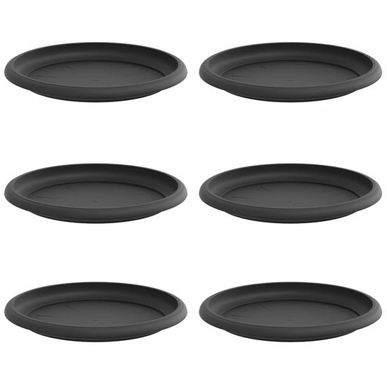 Plateau à fleurs rond 6 pc noir ø 19 x 2 cm plastique