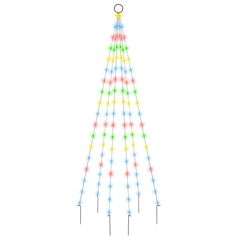 Sapin de noël sur mât de drapeau 108 led colorées 180 cm