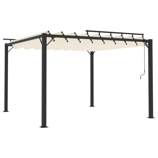 Tonnelle avec toit à persienne 3x3 m crème tissu et aluminium