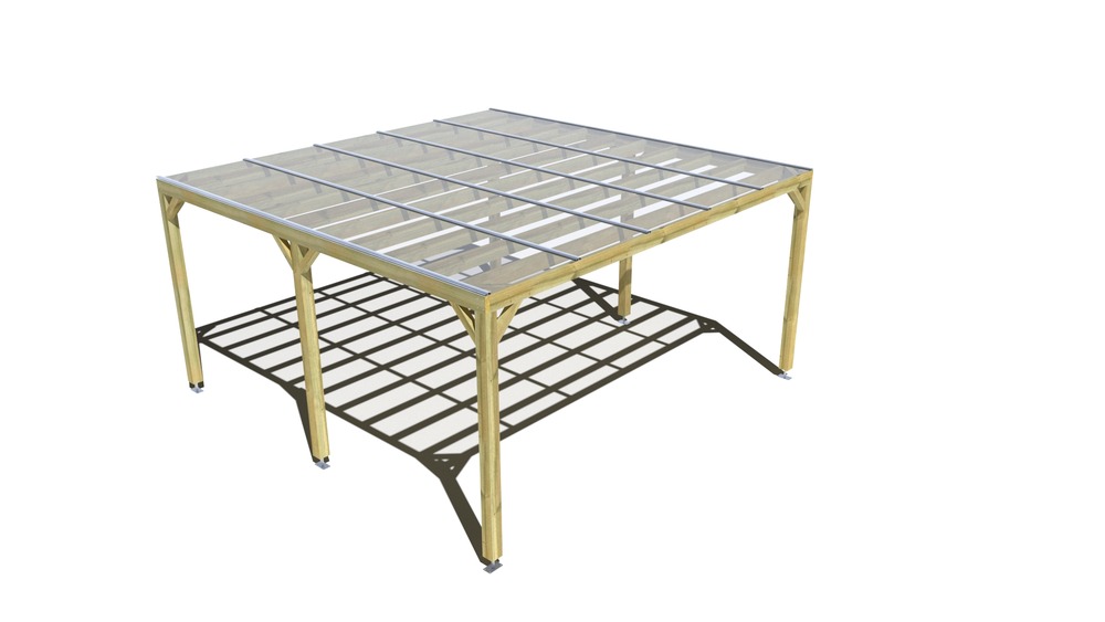 Pergola bois • 5m x 5m • indépendante • sens largeur • couverture étanche transparente incluse • livraison comprise