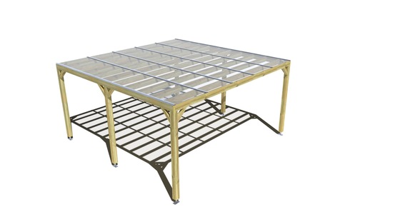 Pergola bois • 5m x 5m • indépendante • sens largeur • couverture étanche transparente incluse • livraison comprise