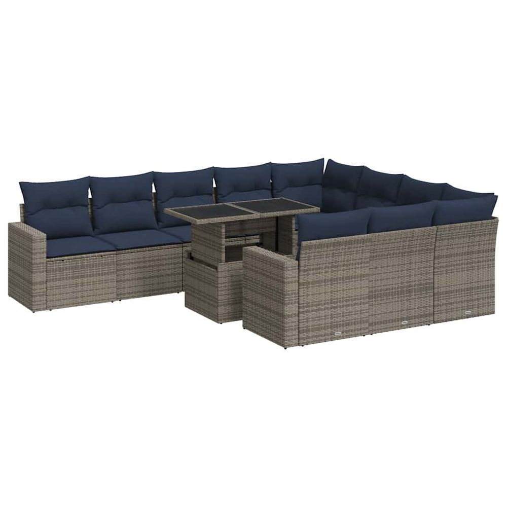 Ensemble de canapés de jardin 11 pcs et coussins rotin acacia