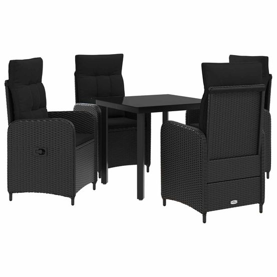 Ensemble de salle à manger pour jardin 5 pc noir