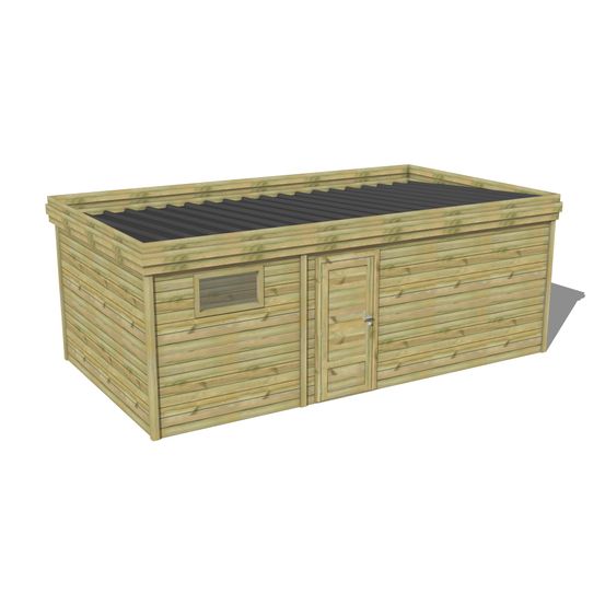 Abri de jardin bois pin traité autoclave 27mm - 6,395x3,44m / 22m2 - bac acier - abri français