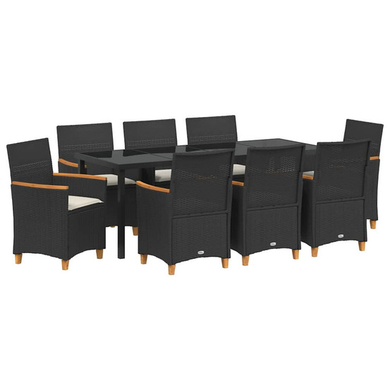 Ensemble de salle à manger pour jardin 9 pcs noir polyrotin