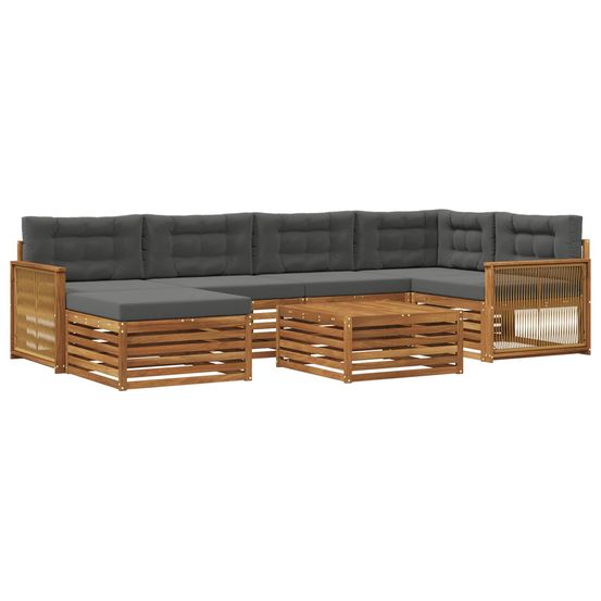 Ensemble de canapés d'extérieur 7 pc naturel et anthracite
