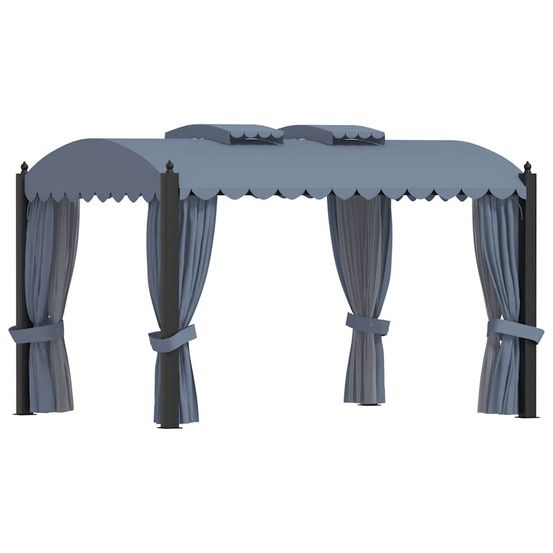 Tonnelle avec rideaux 3x4 m anthracite acier