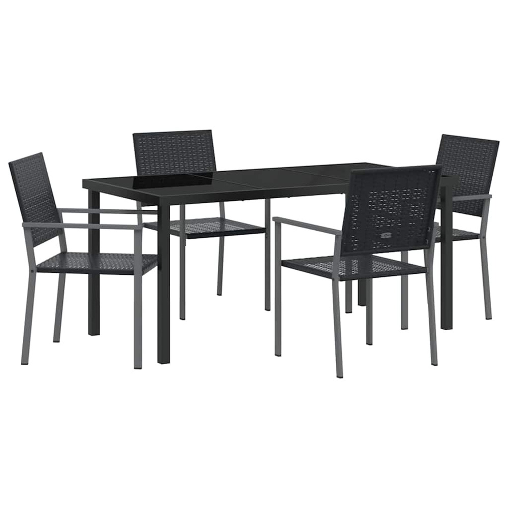 Ensemble de salle à manger pour jardin 5 pcs noir rotin pe