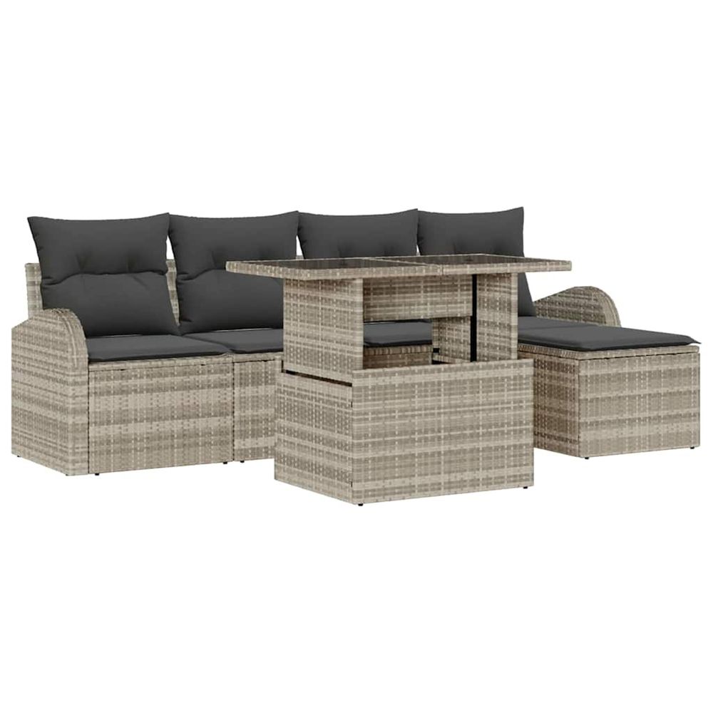 Ensemble de canapé de jardin 6 pc gris clair poly rotin