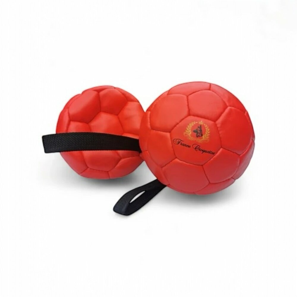 Ballon gonflable en cuir veritable avec poignee 12cm pour chien, francecroquettes