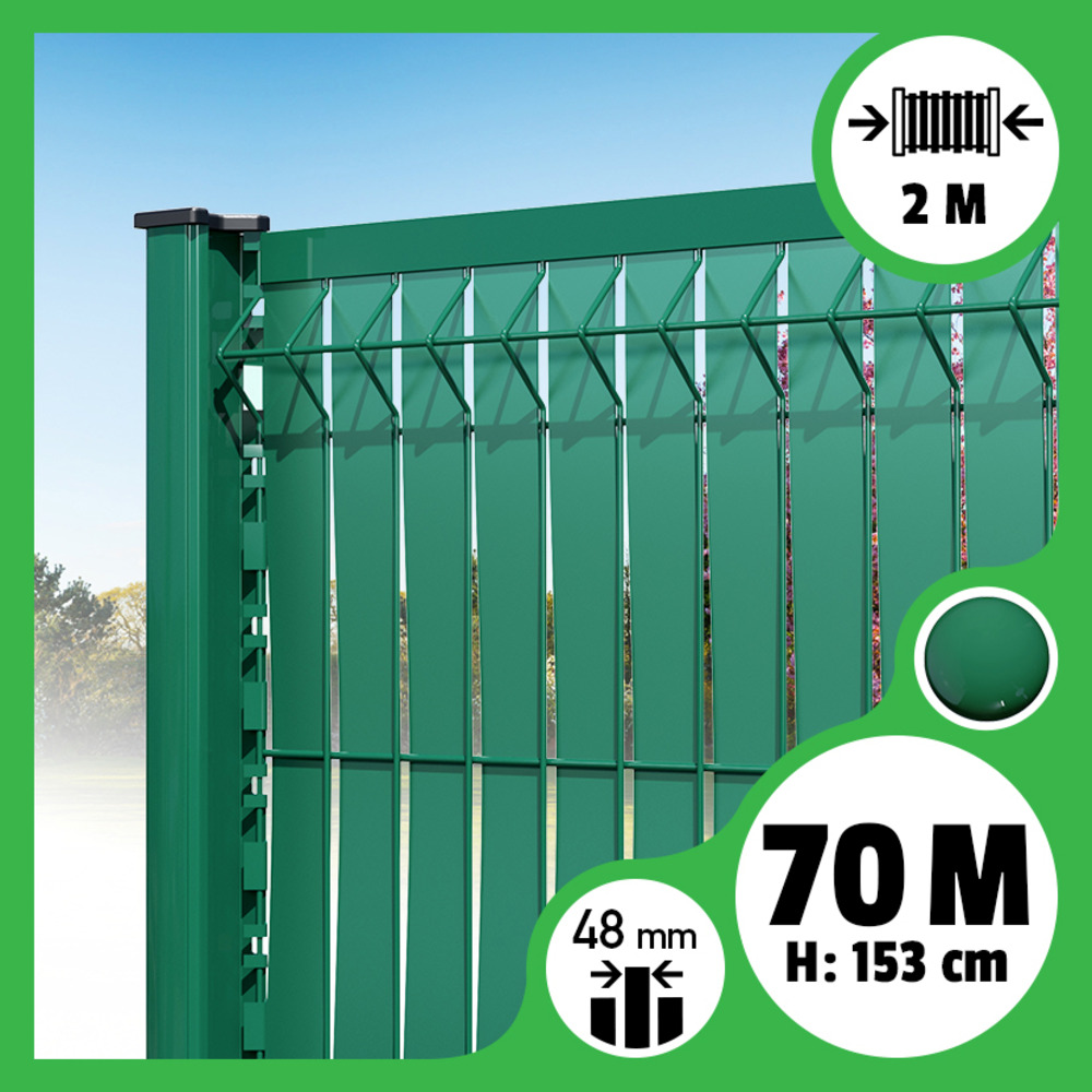 Kit 70m occultation lattes aluminium pour panneau rigide maille 55 - h 1m53 x 2m vert