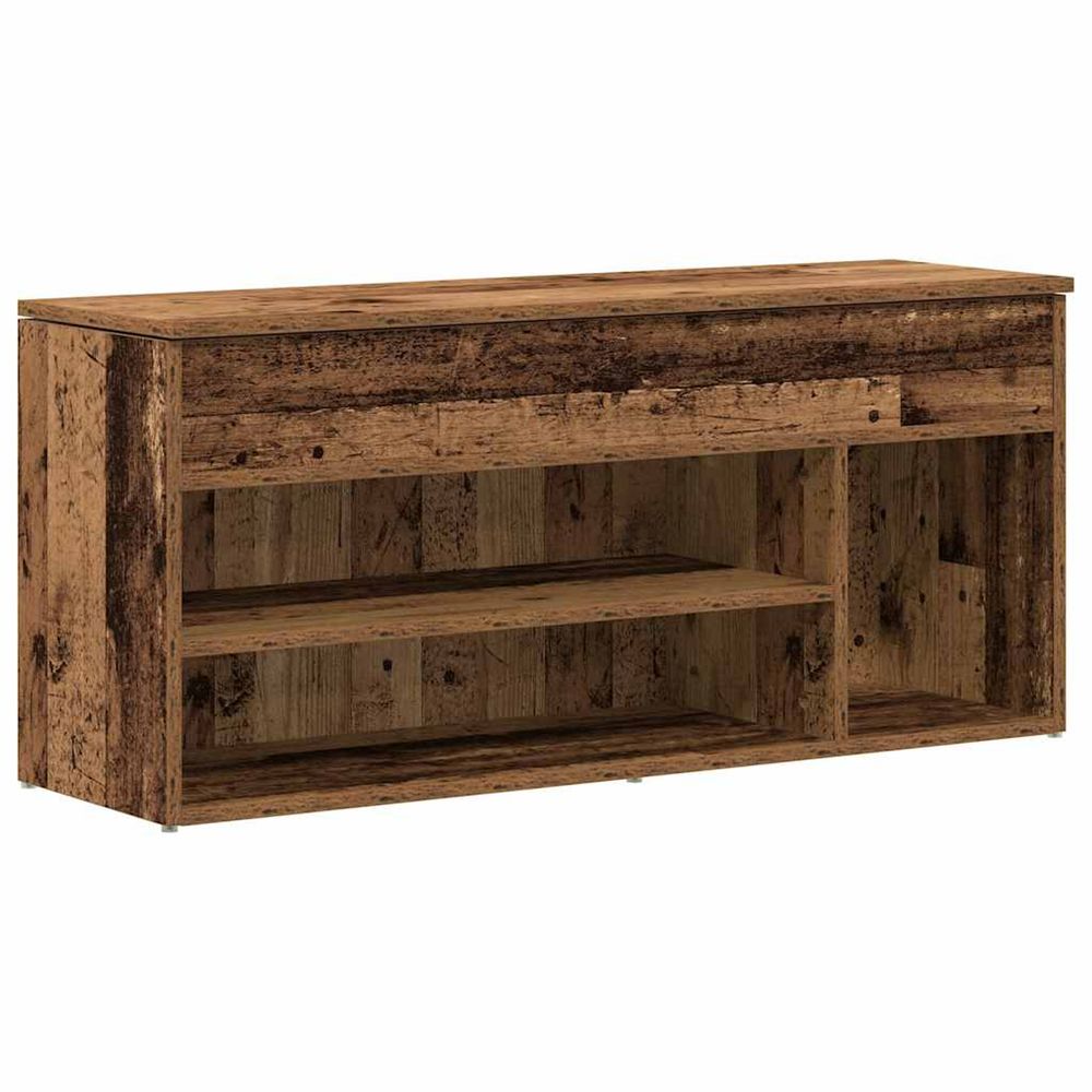 Banc à chaussures vieux bois 102x30,5x45 cm bois d'ingénierie