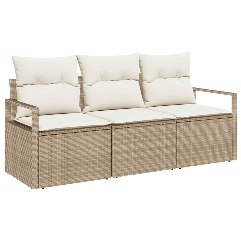Ensemble de canapé de jardin avec coussin 3 pcs beige et crème