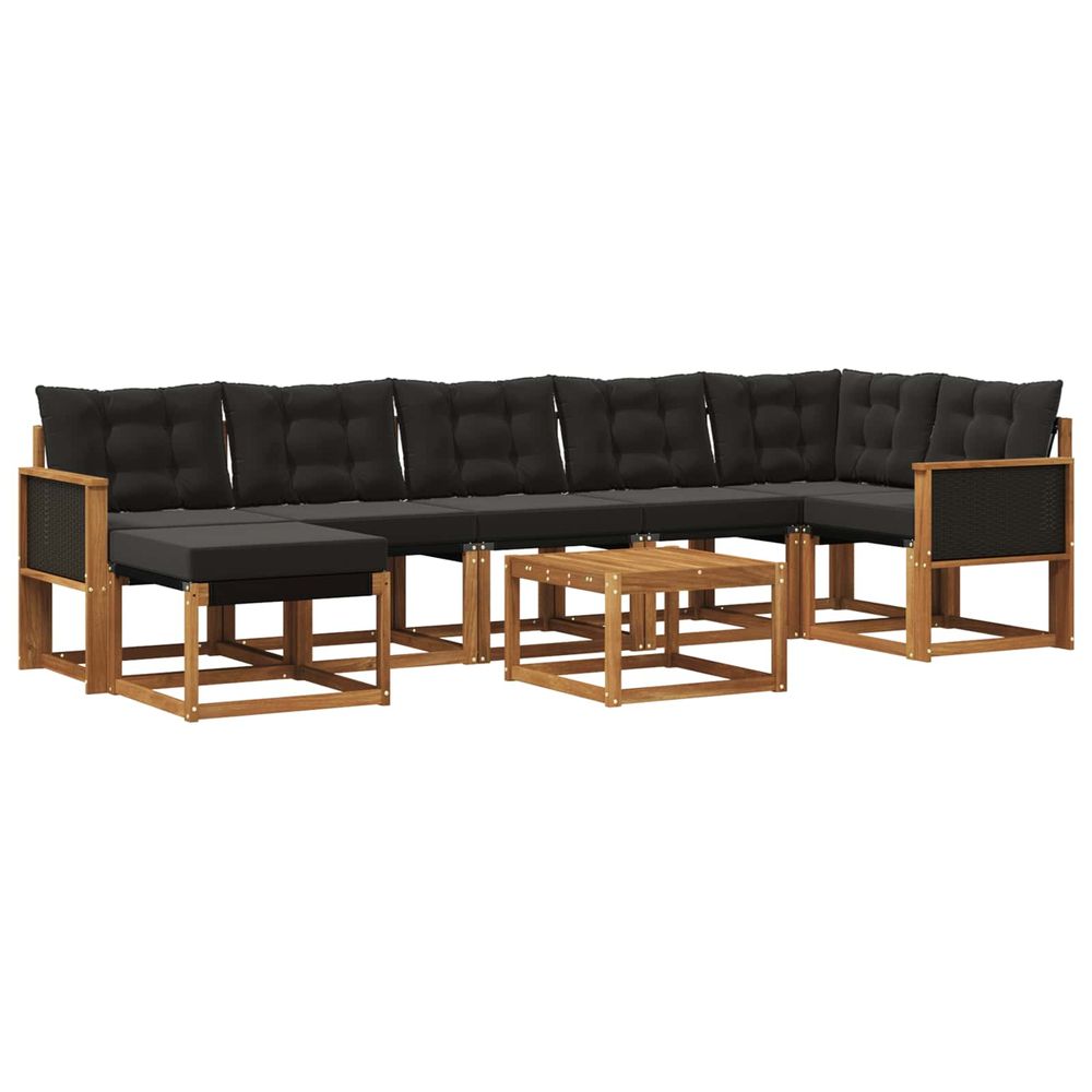 Ensemble de canapés d'extérieur 8 pc naturel et noir
