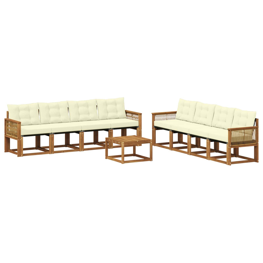 Ensemble de canapés d'extérieur 9 pcs naturel et crème